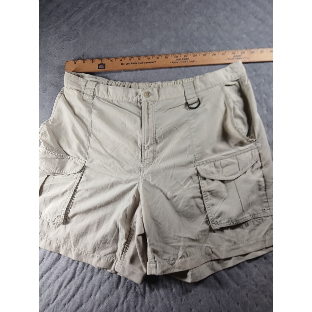 Columbia PFG Mens XL Tan Khaki Cargo Fishing Shorts Nylon Mesh Gusset FM 8028